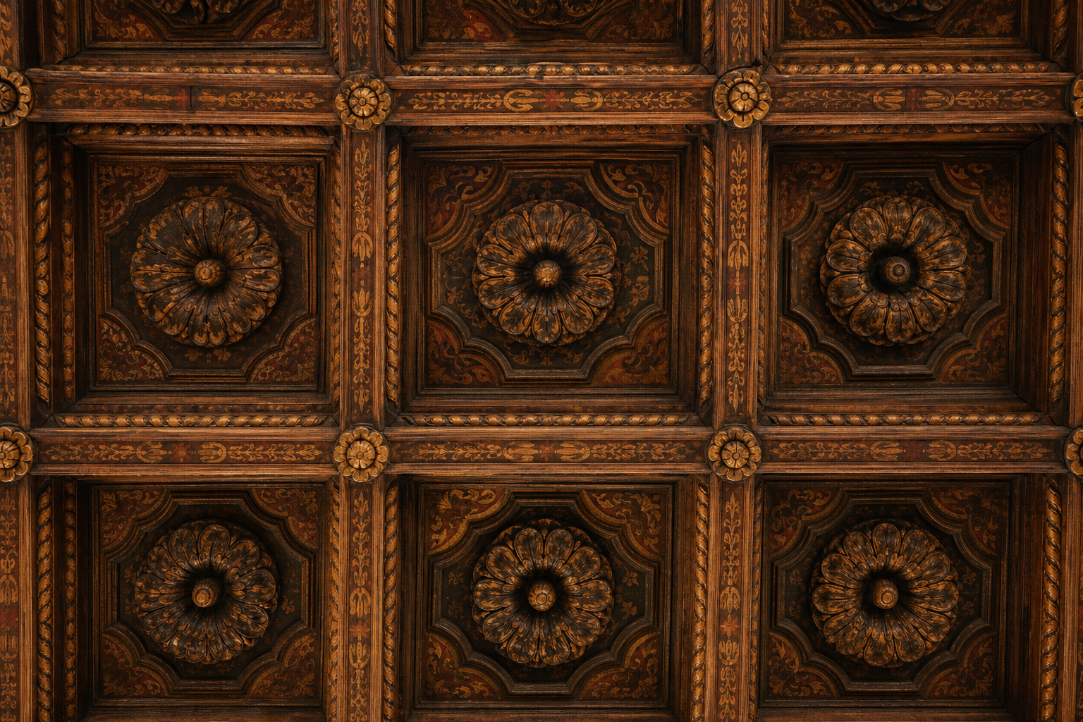 Restauro di soffitto a cassettoni in un palazzo storico toscano
